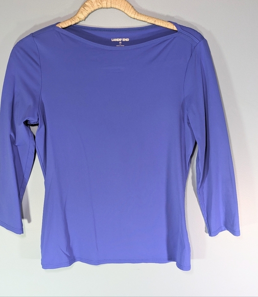 Lands' End Periwinkle Boatneck SPF 50+ Rashguard/ Swim Shirt - Picture 1 of 4